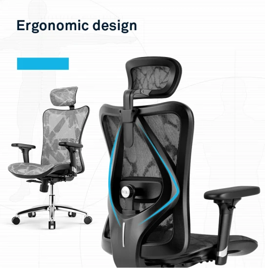 Регулируемый по высоте подлокотник Sihoo с высокой спинкой и сетчатым подъемником, тканевое офисное эргономичное кресло с подставкой для ног
